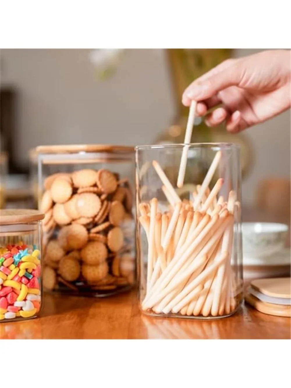 Glass Food Storage Jars 37 oz Set of 6,Glass Storage Containers Clear Glass